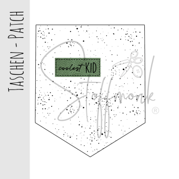 Taschen Patch - Konfetti Weiß - "coolest KID" (grün)